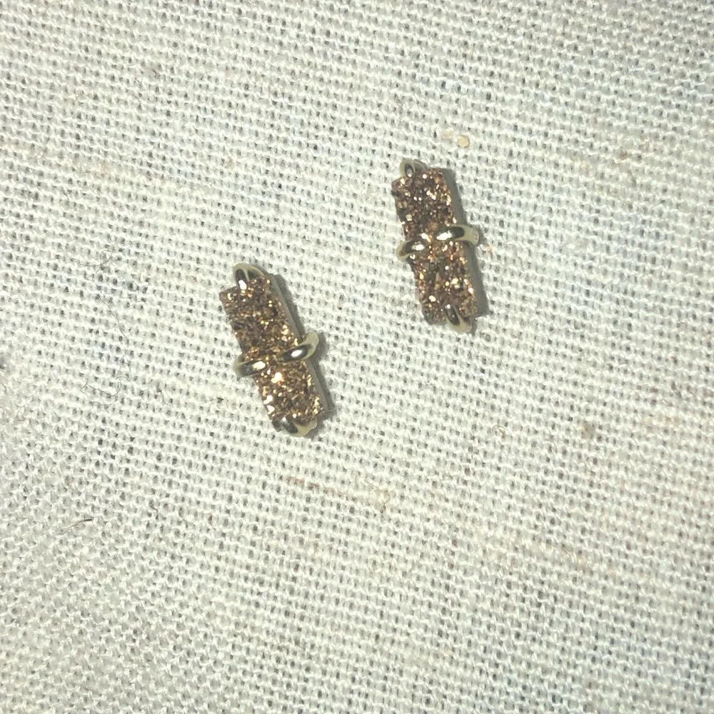 Gold Druzy posts - 14k over sterling - Picture 6 of 8